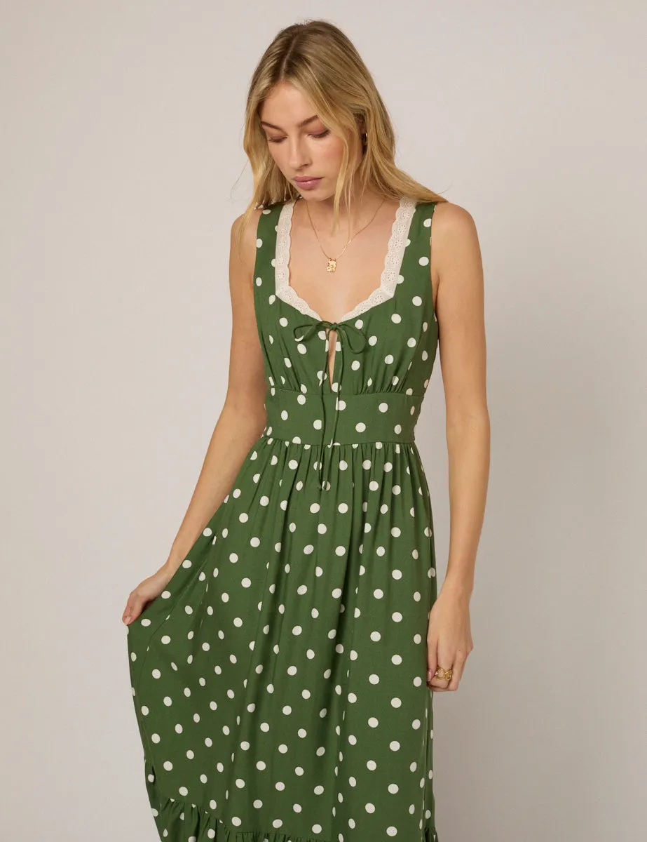 Green Polka Dot Heather Midi Dress sold by Nobody's Child product image thumbnail 4