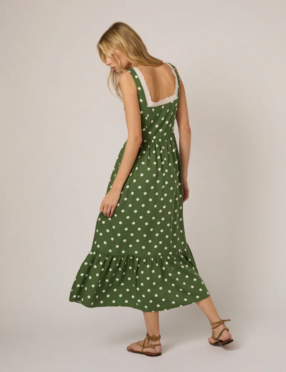Green Polka Dot Heather Midi Dress sold by Nobody's Child product image thumbnail 5