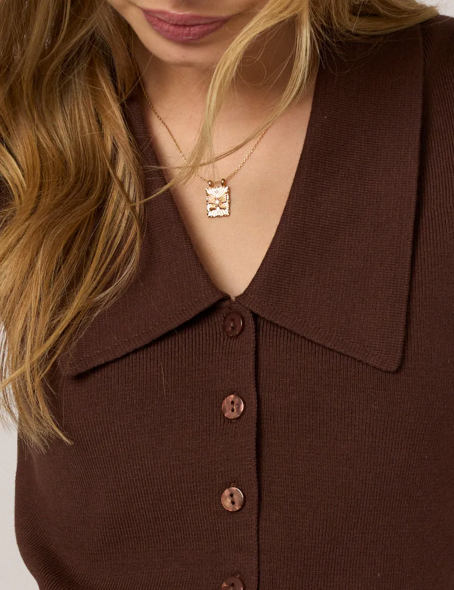 Brown Knitted Collared Waistcoat sold by Nobody's Child product image thumbnail 3