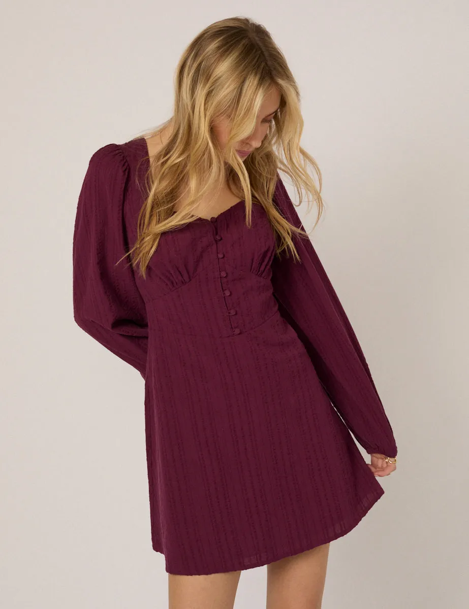 Plum Long Sleeve Melody Mini Dress sold by Nobody's Child product image thumbnail 4