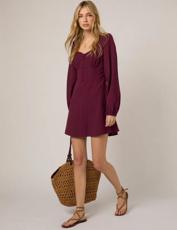 Plum Long Sleeve Melody Mini Dress sold by Nobody's Child