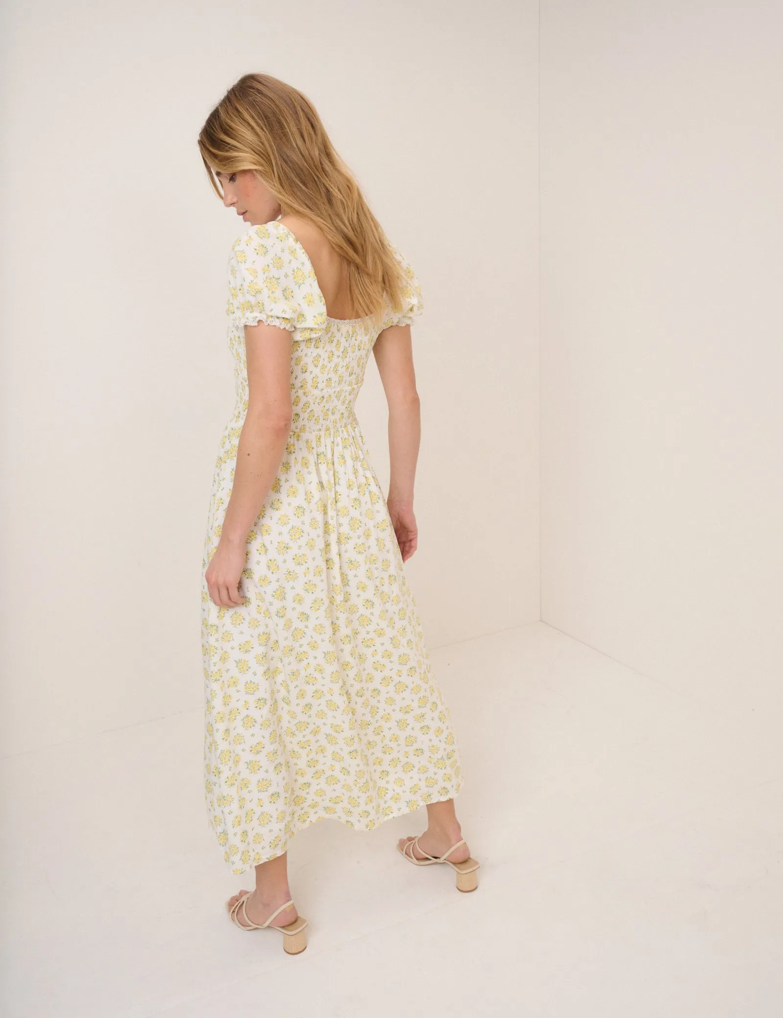 White Ditsy Floral Savanna Midi Dress sold by Nobody's Child product image thumbnail 5