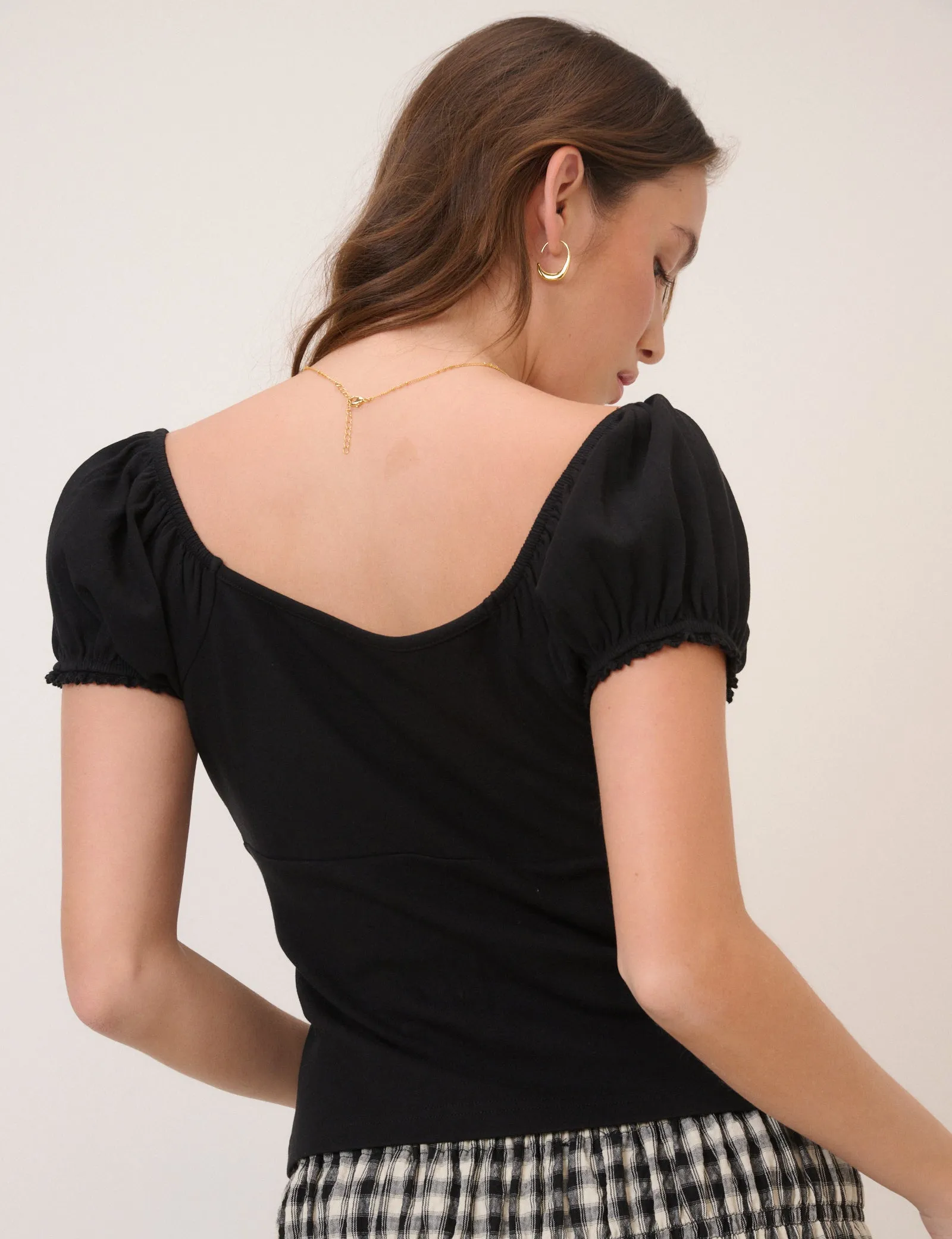Black Milkmaid Top sold by Nobody's Child product image thumbnail 3
