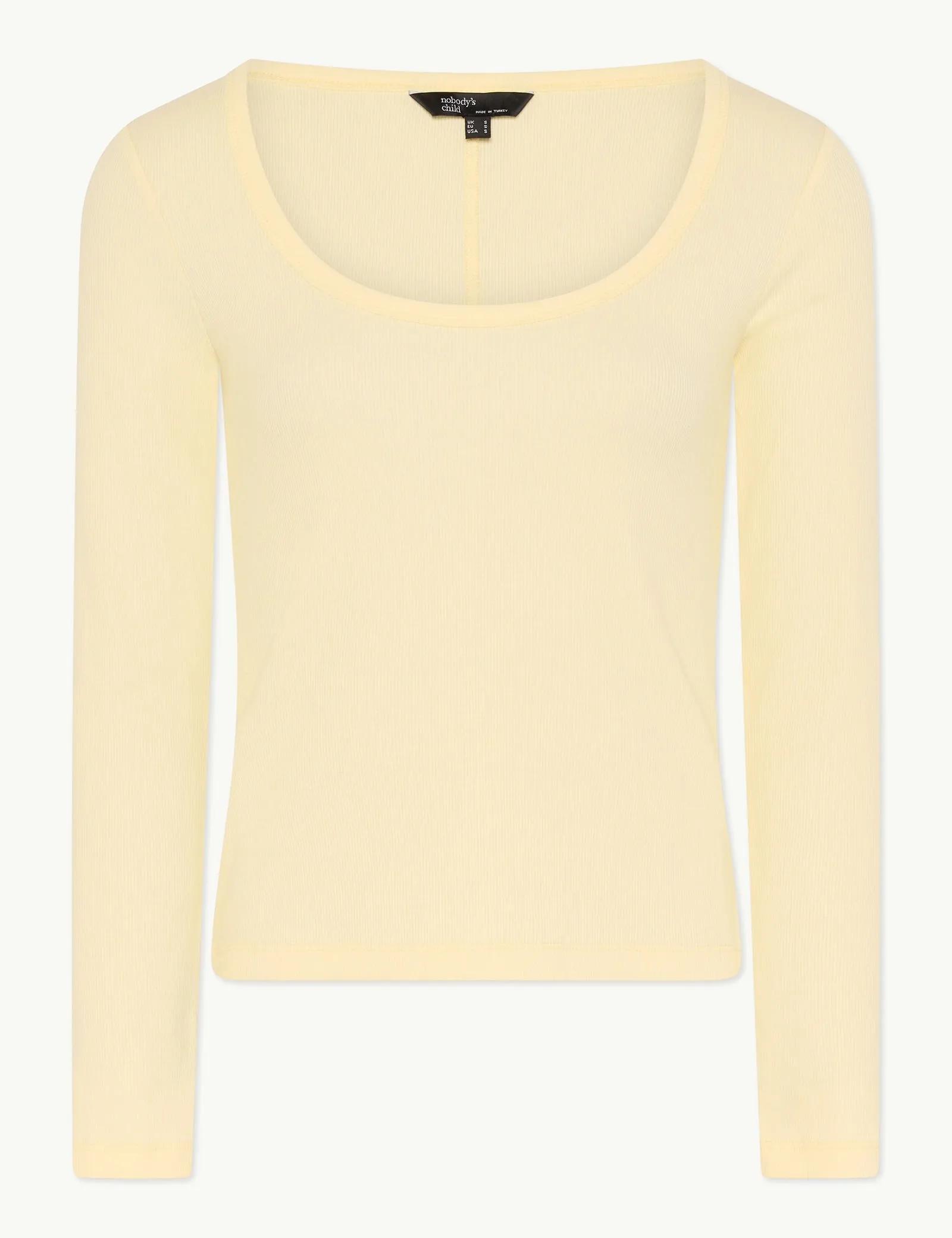 Butter Yellow Long Sleeve Scoop Neck Ribbed Top sold by Nobody's Child