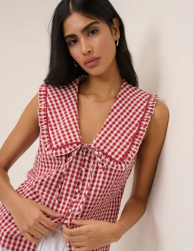 Red Gingham Peter Pan Collar Blouse made by Nobody's Child