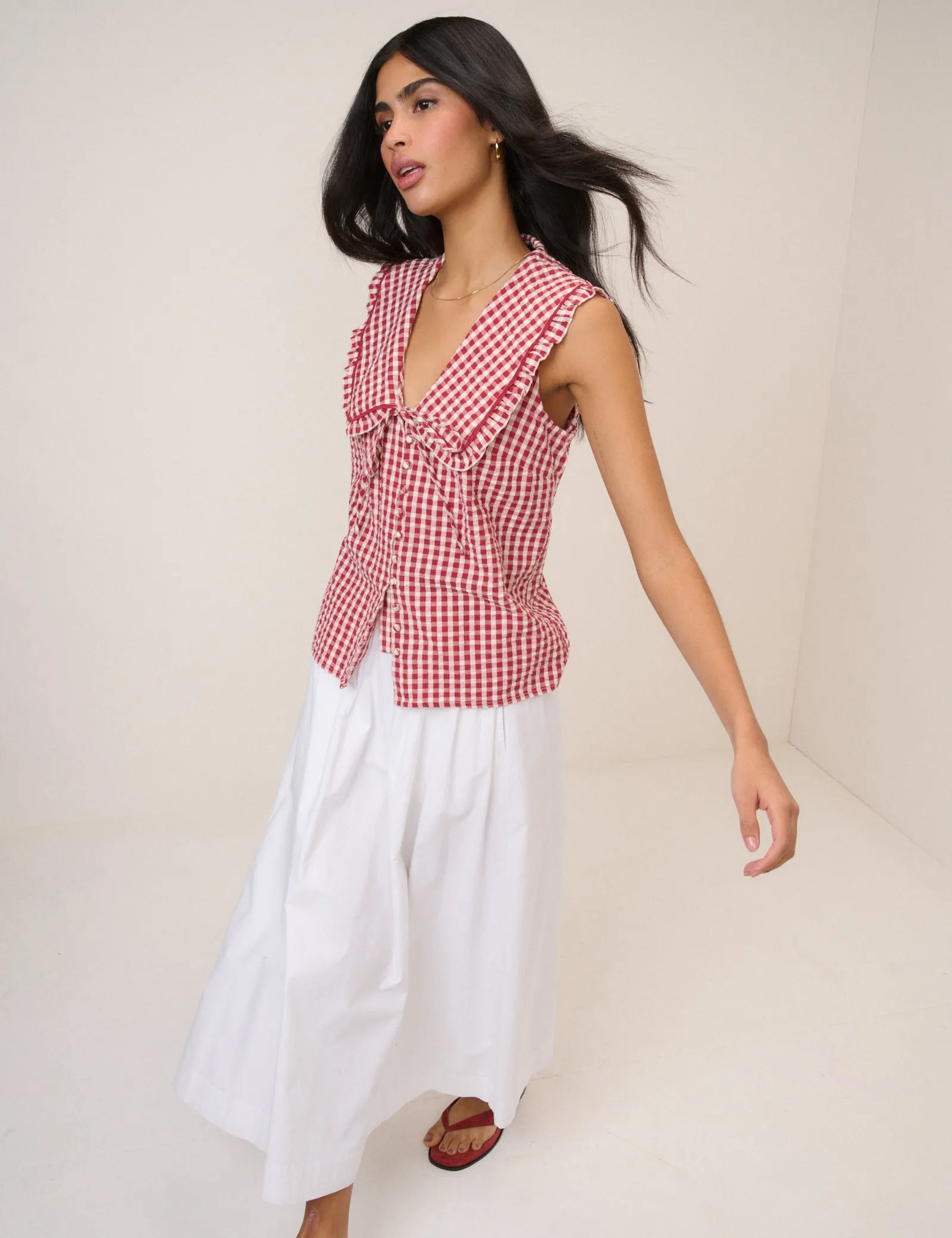 Red Gingham Peter Pan Collar Blouse sold by Nobody's Child product image thumbnail 3