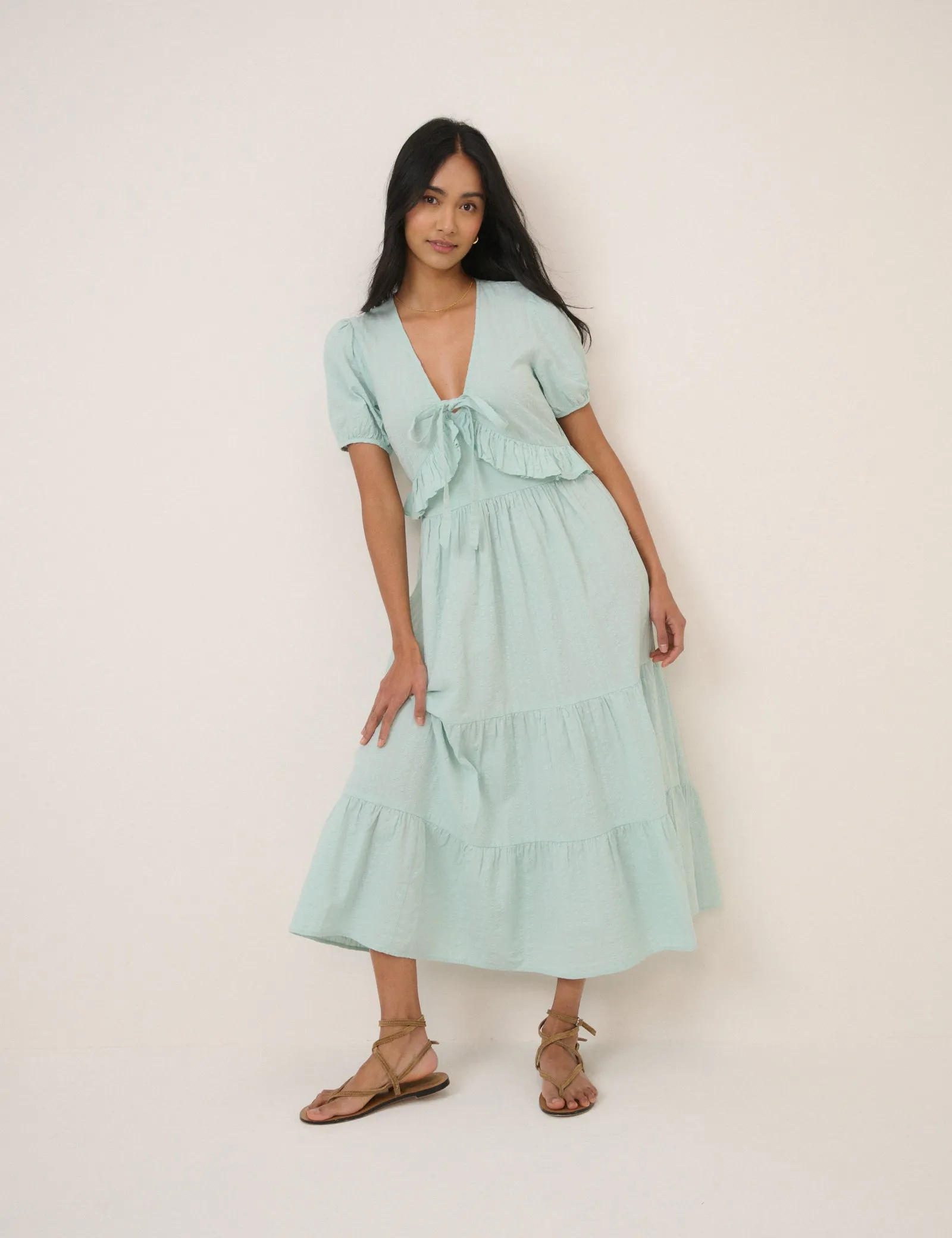 Mint Green Tiered Katie Midi Dress sold by Nobody's Child product image thumbnail 3