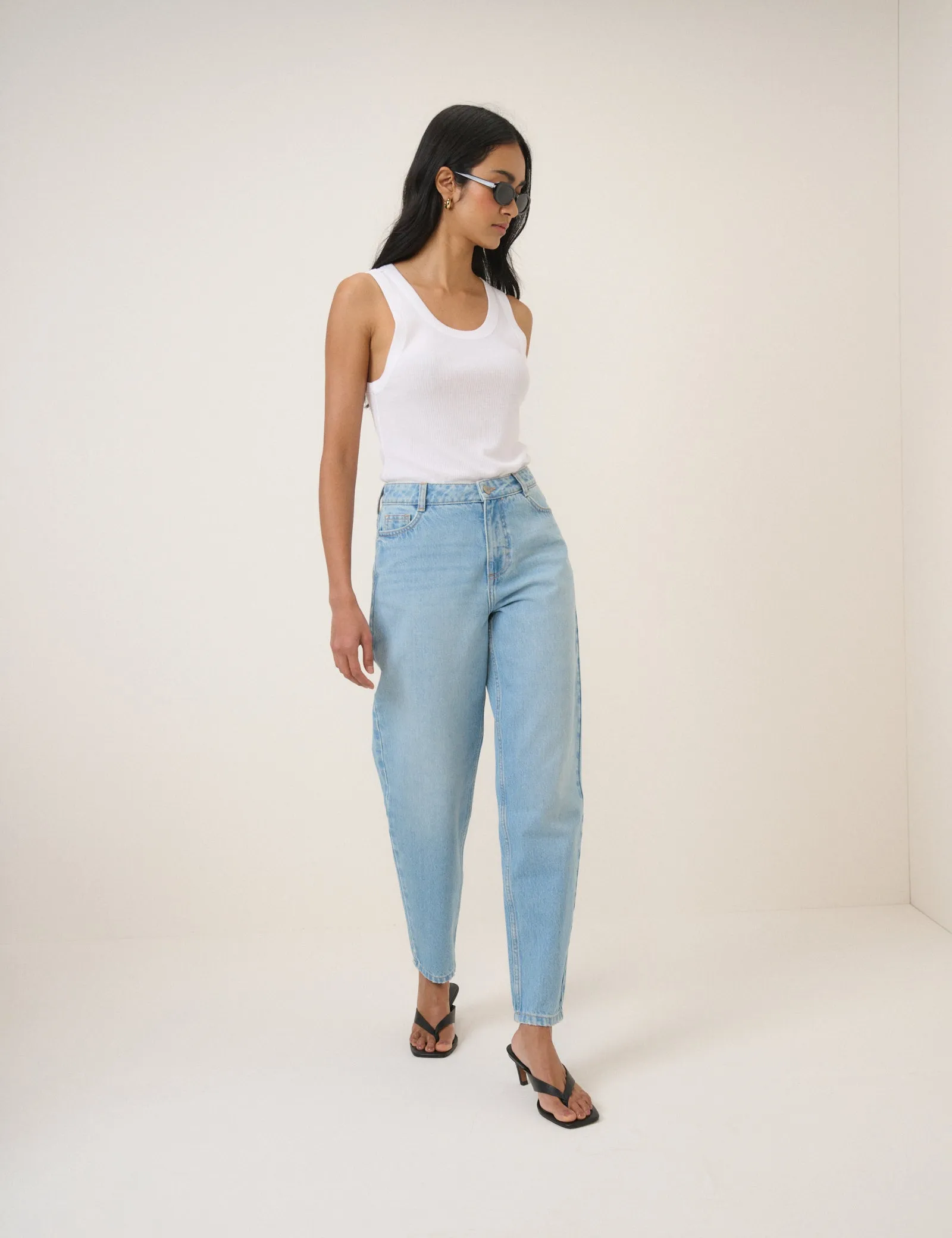 Light Blue Putney Barrel Leg Jeans sold by Nobody's Child