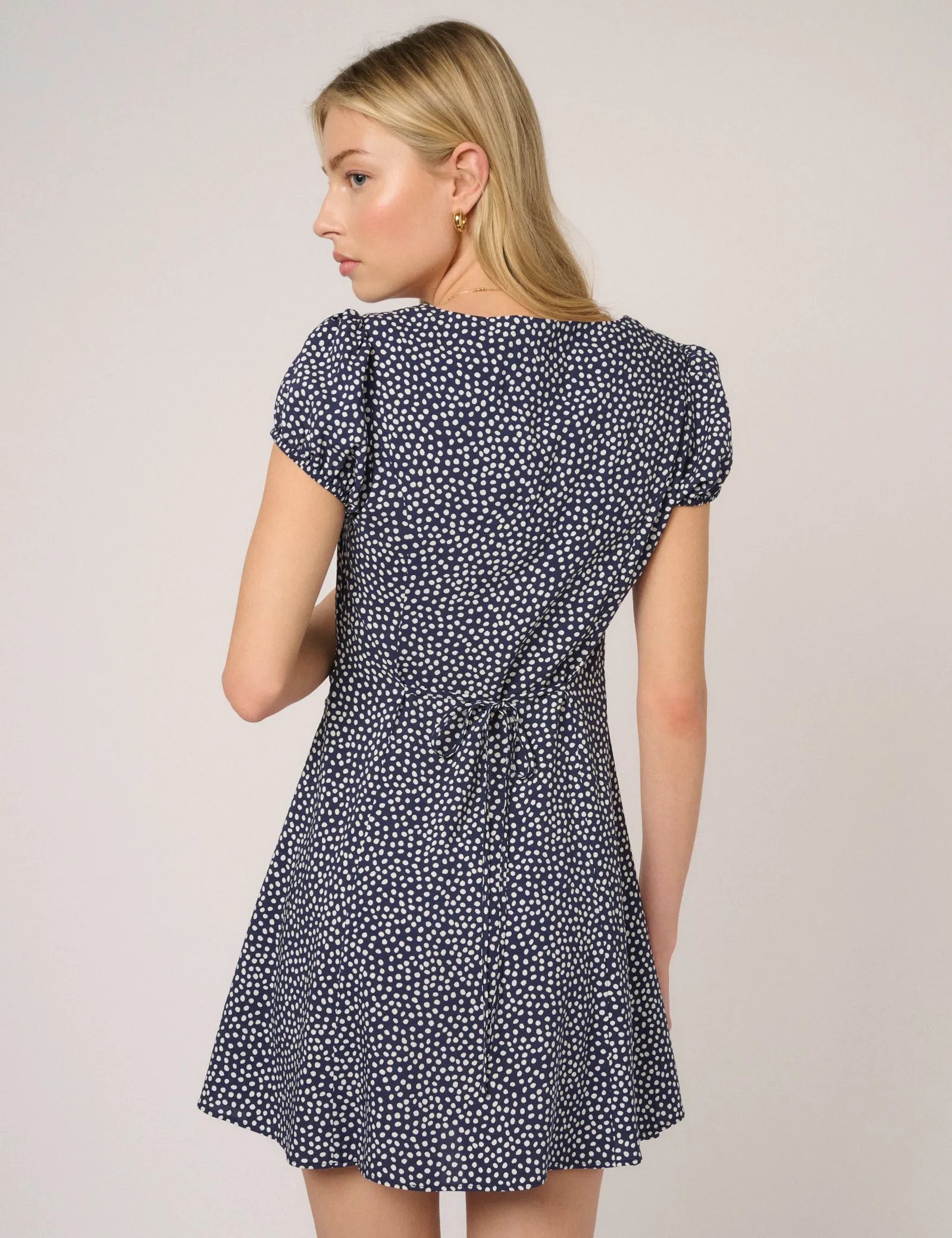 Navy Spotty Norelle Mini Dress sold by Nobody's Child product image thumbnail 5
