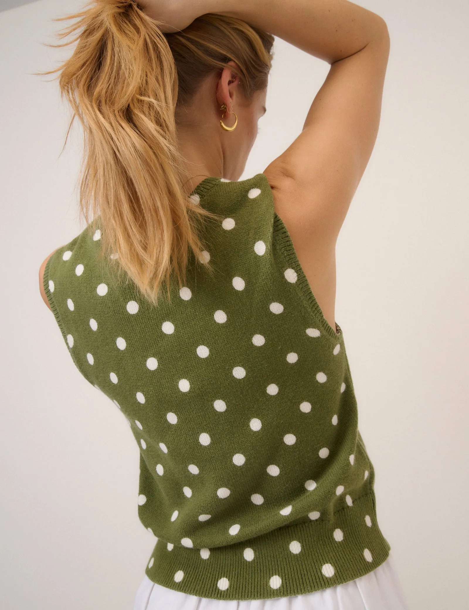 Green Polka Dot Crew Neck Vest sold by Nobody's Child product image thumbnail 4