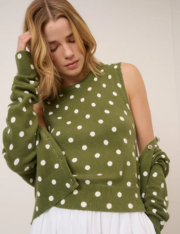 Green Polka Dot Crew Neck Vest made by Nobody's Child