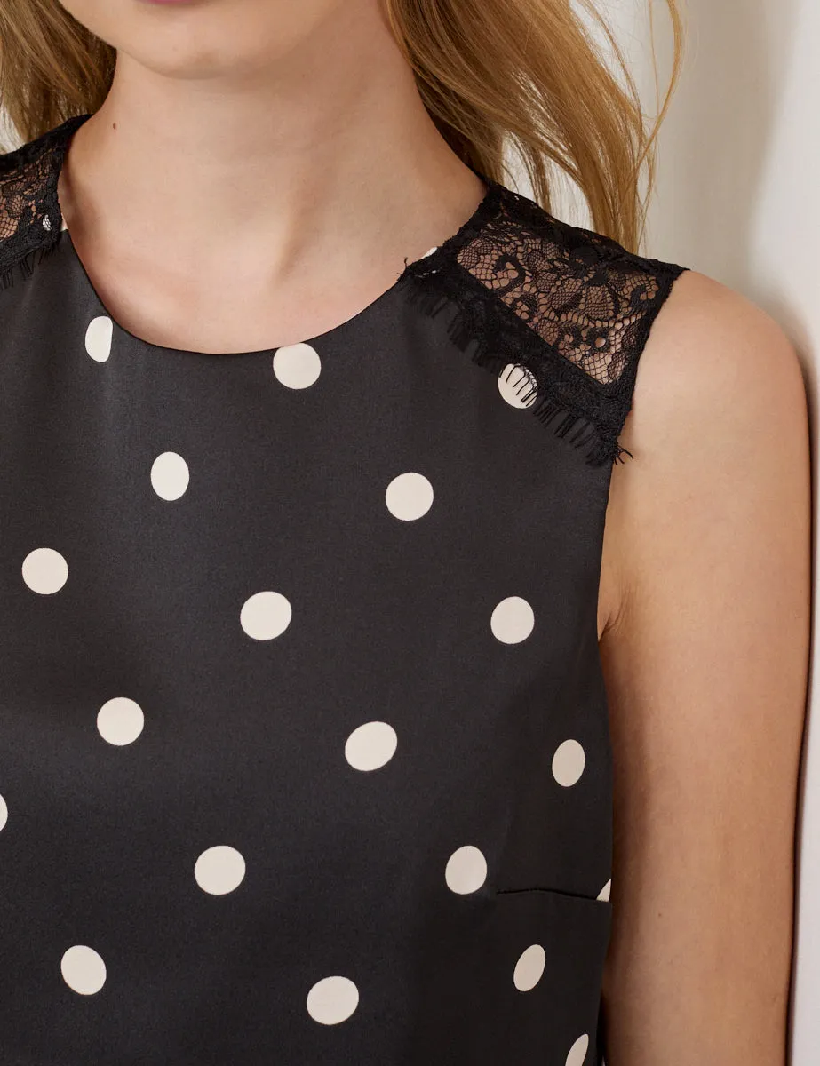 Black Polka Dot Lace Trim Sasha Mini Dress sold by Nobody's Child product image thumbnail 3