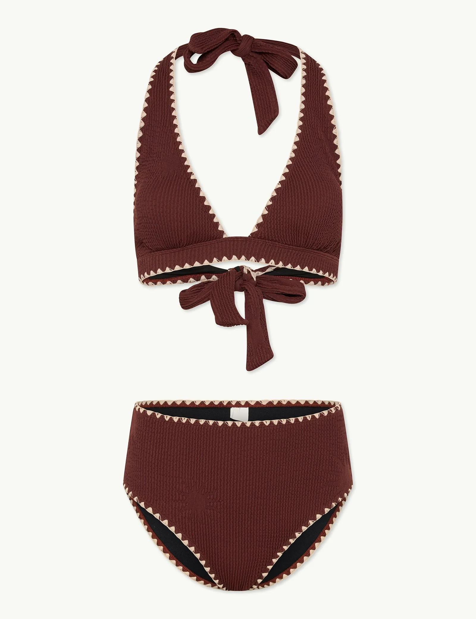 Brown Whipstitch Bikini Top sold by Nobody's Child