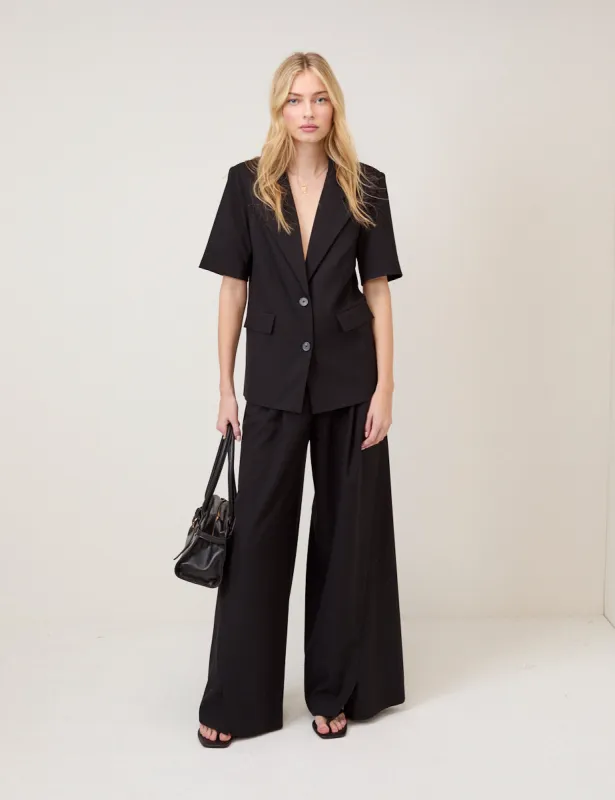 Black Short Sleeve Boyfriend Blazer sold by Nobody's Child