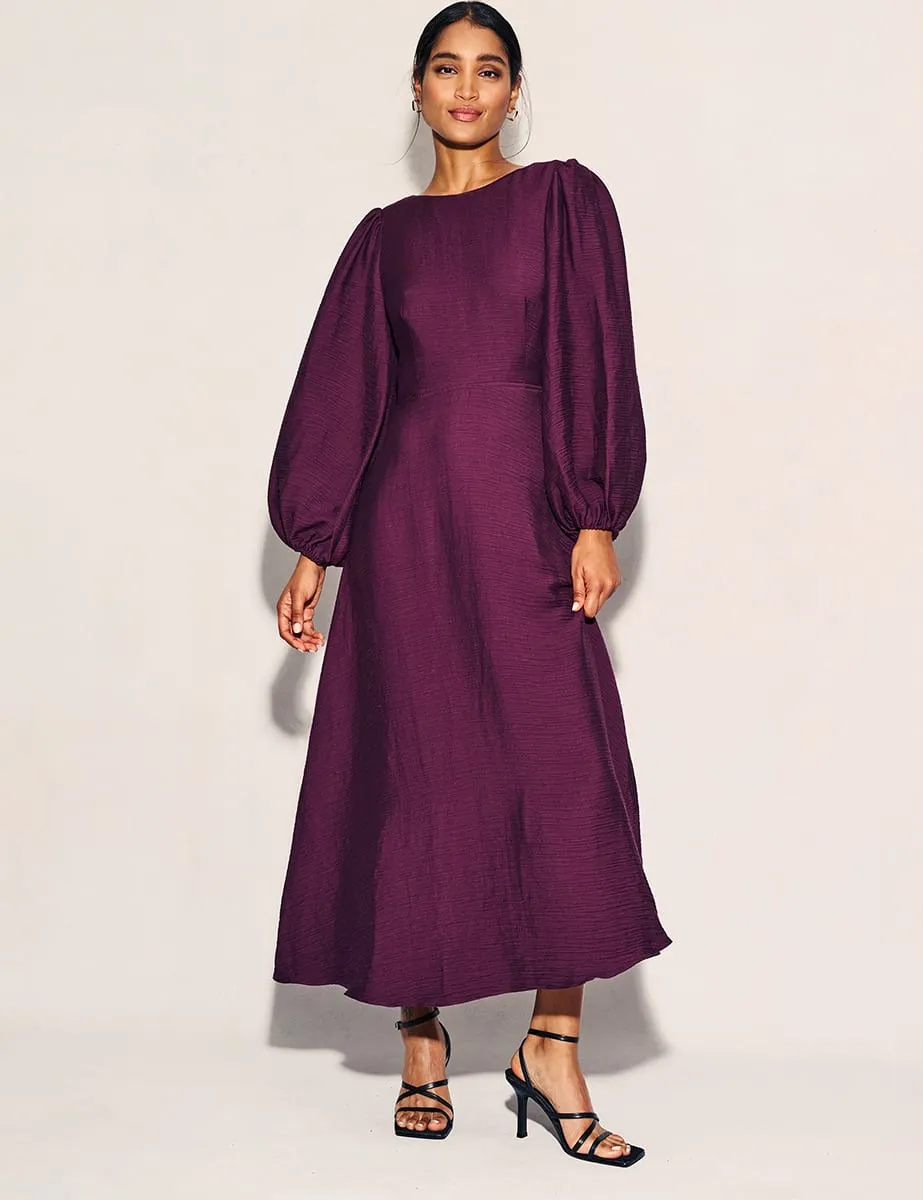 Burgundy Balloon Sleeve Zola Midaxi Dress sold by Nobody's Child product image thumbnail 3