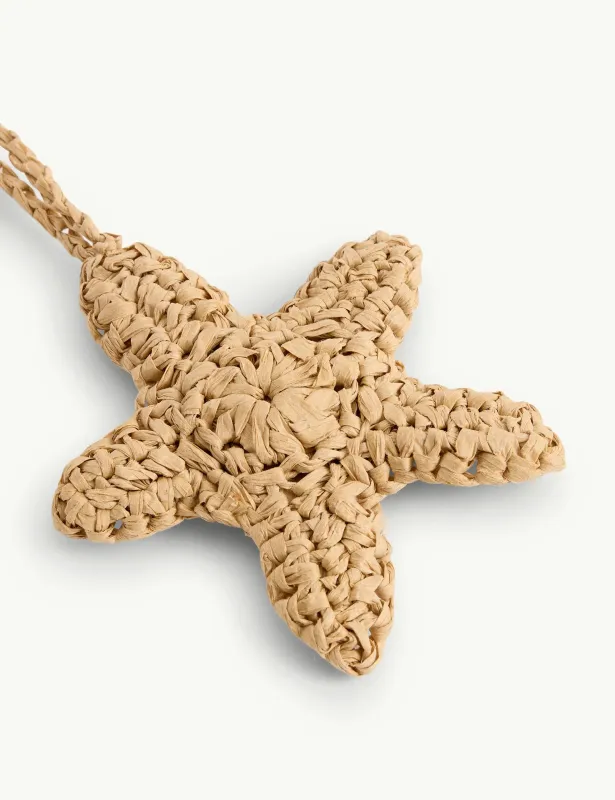 Beige Raffia Starfish Bag Charm sold by Nobody's Child