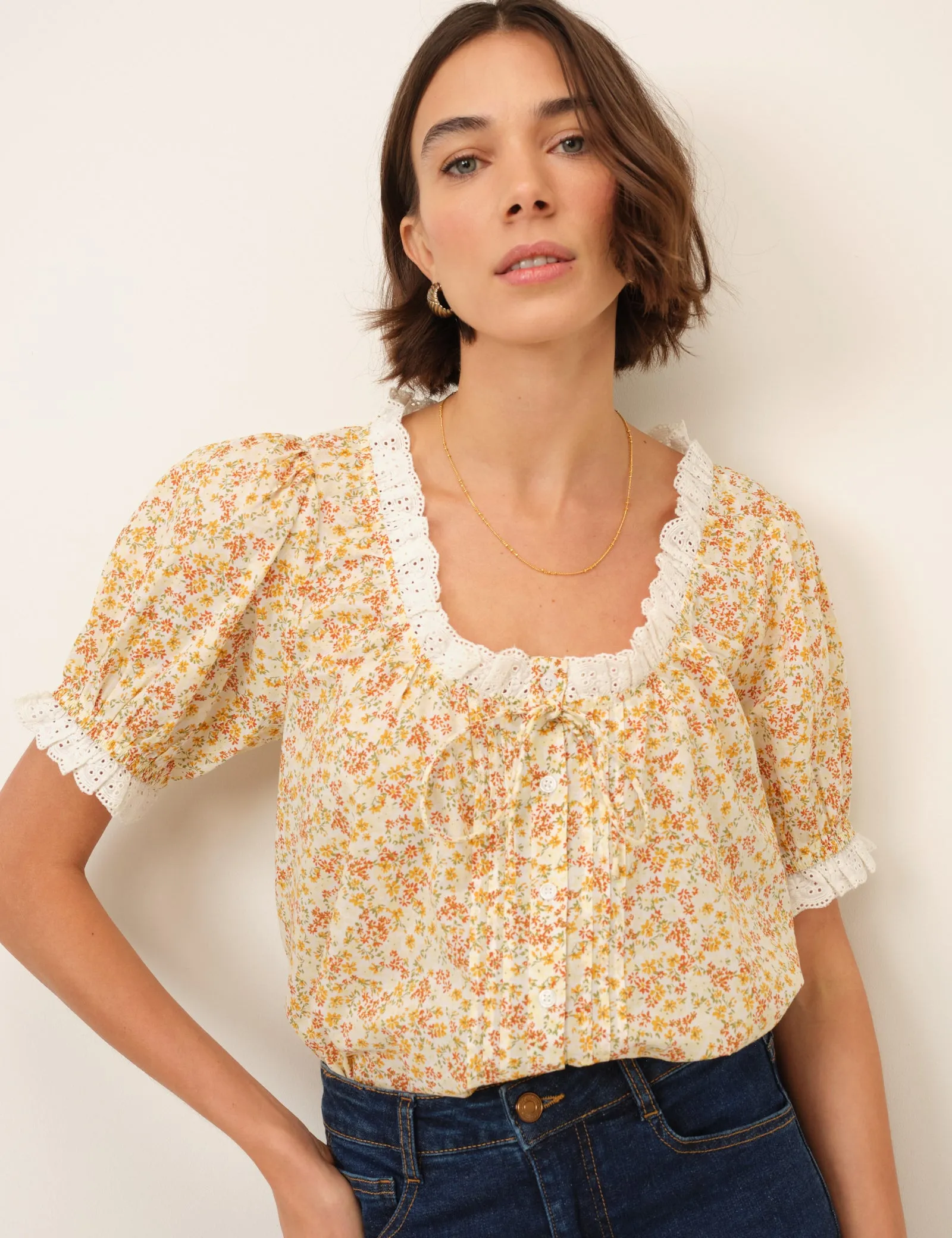 Yellow Ditsy Floral Blouse sold by Nobody's Child product image thumbnail 5