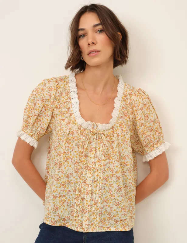 Yellow Ditsy Floral Blouse sold by Nobody's Child