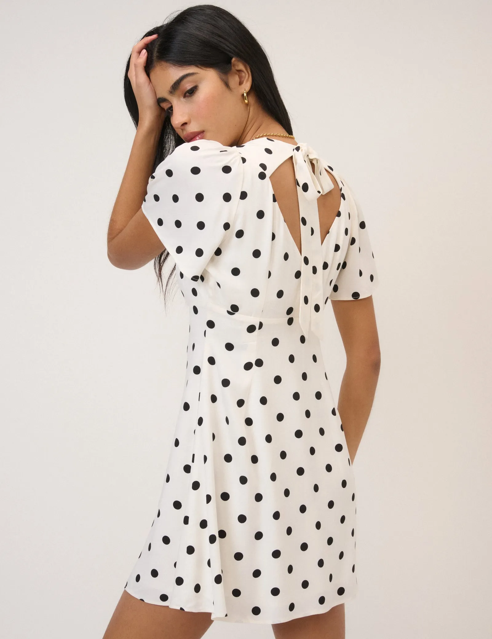 White Polka Dot Andie Mini Dress sold by Nobody's Child product image thumbnail 5