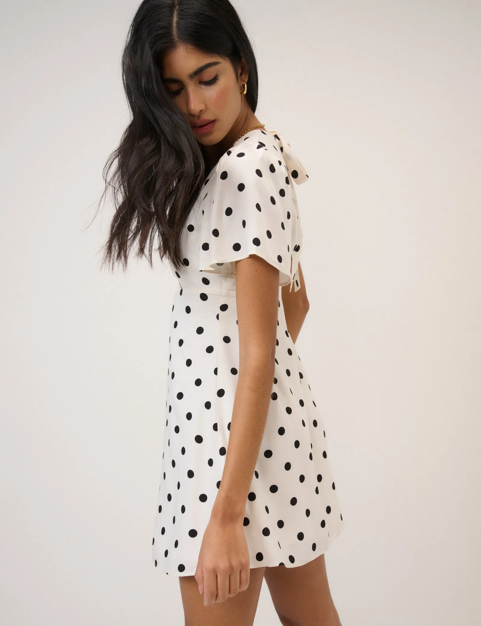 White Polka Dot Andie Mini Dress sold by Nobody's Child product image thumbnail 4