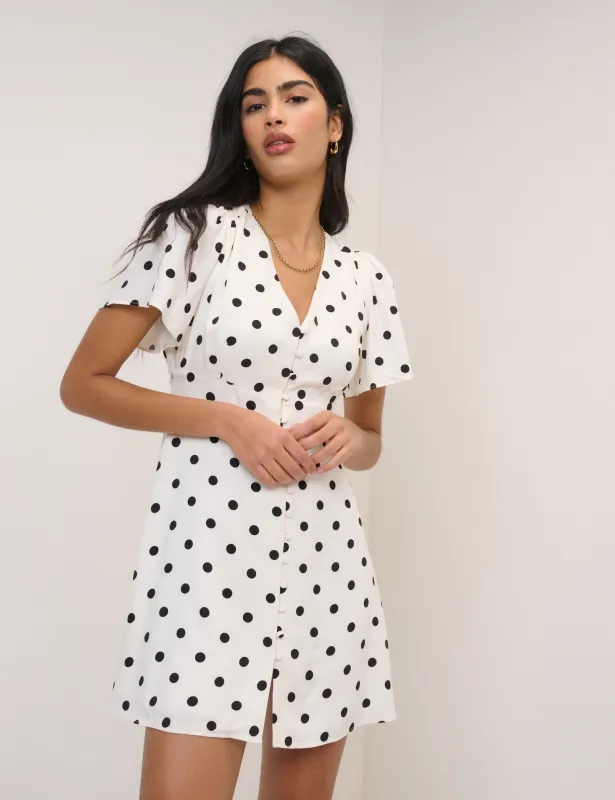 White Polka Dot Andie Mini Dress made by Nobody's Child
