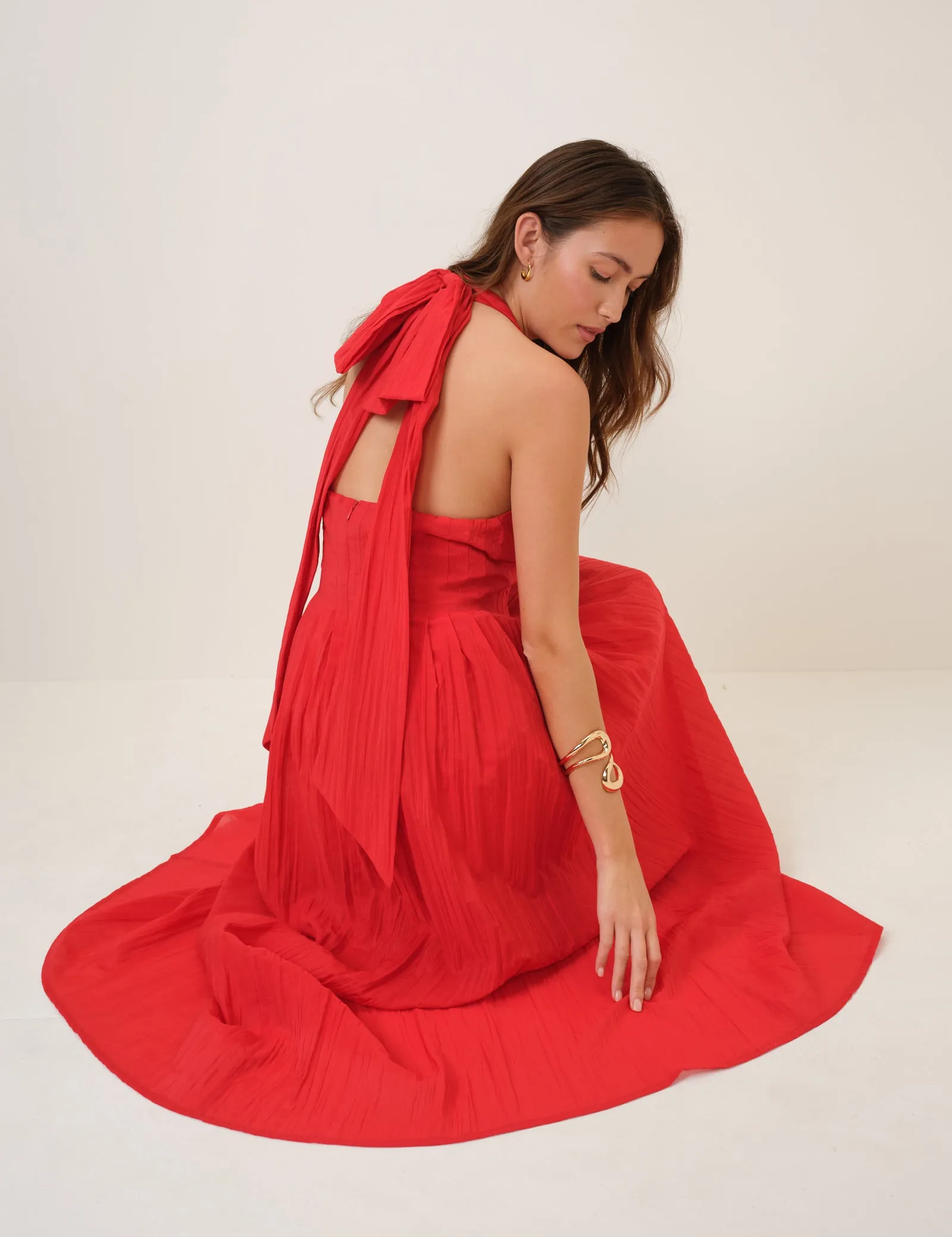 Red Halter Neck Marceline Midaxi Dress sold by Nobody's Child product image thumbnail 3