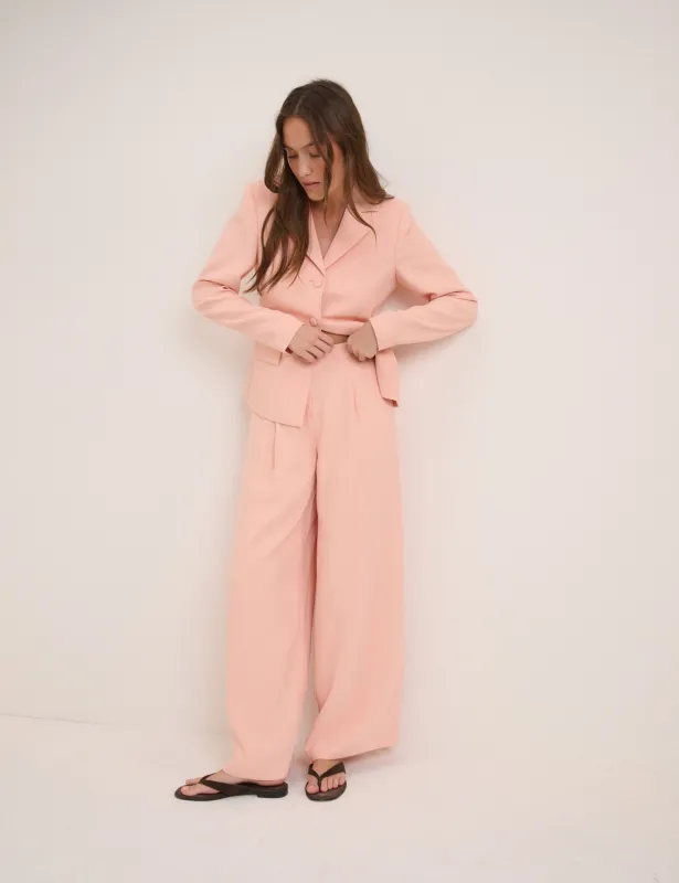 Peach Tailored Wide Leg Trousers sold by Nobody's Child