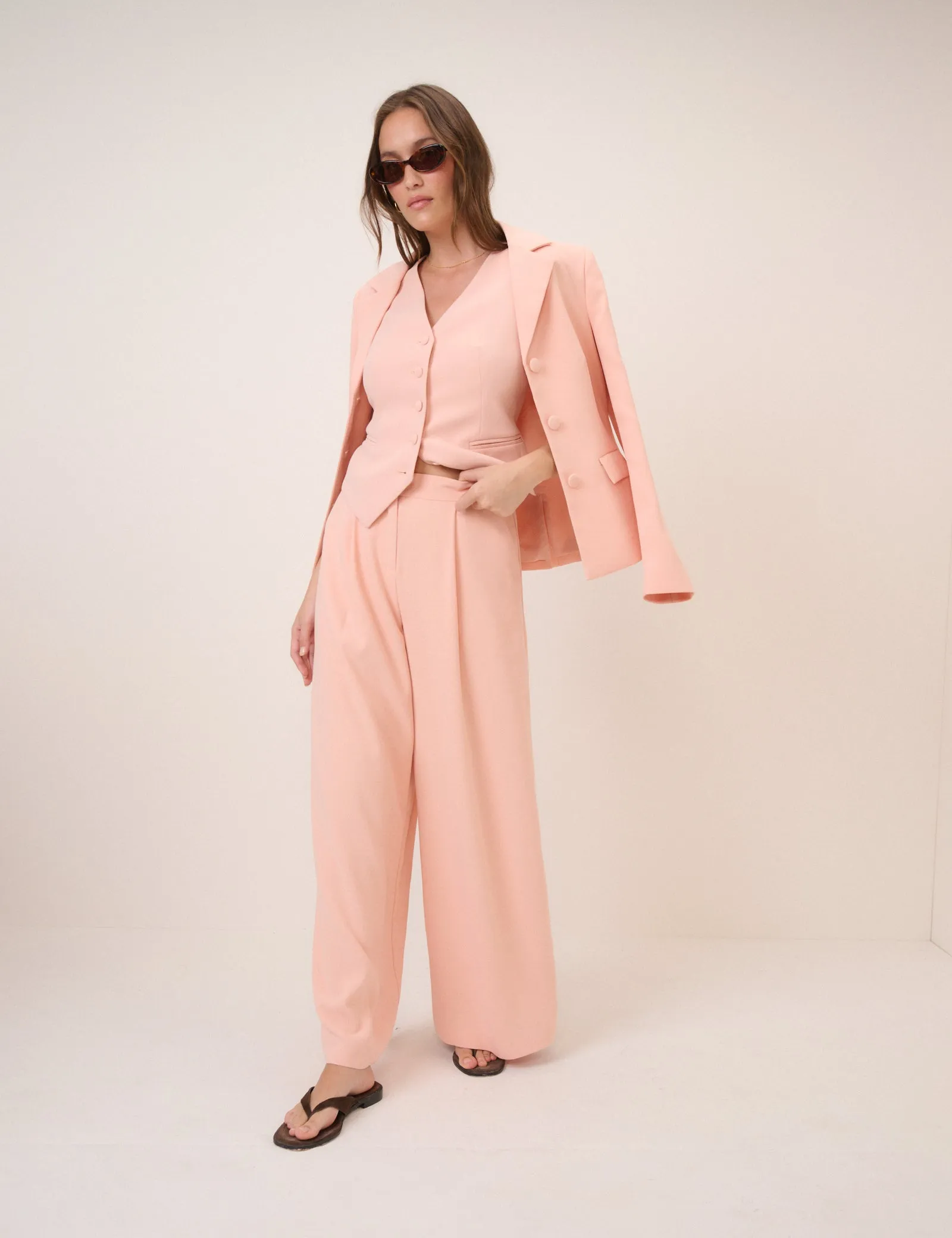 Peach Tailored Wide Leg Trousers sold by Nobody's Child product image thumbnail 3