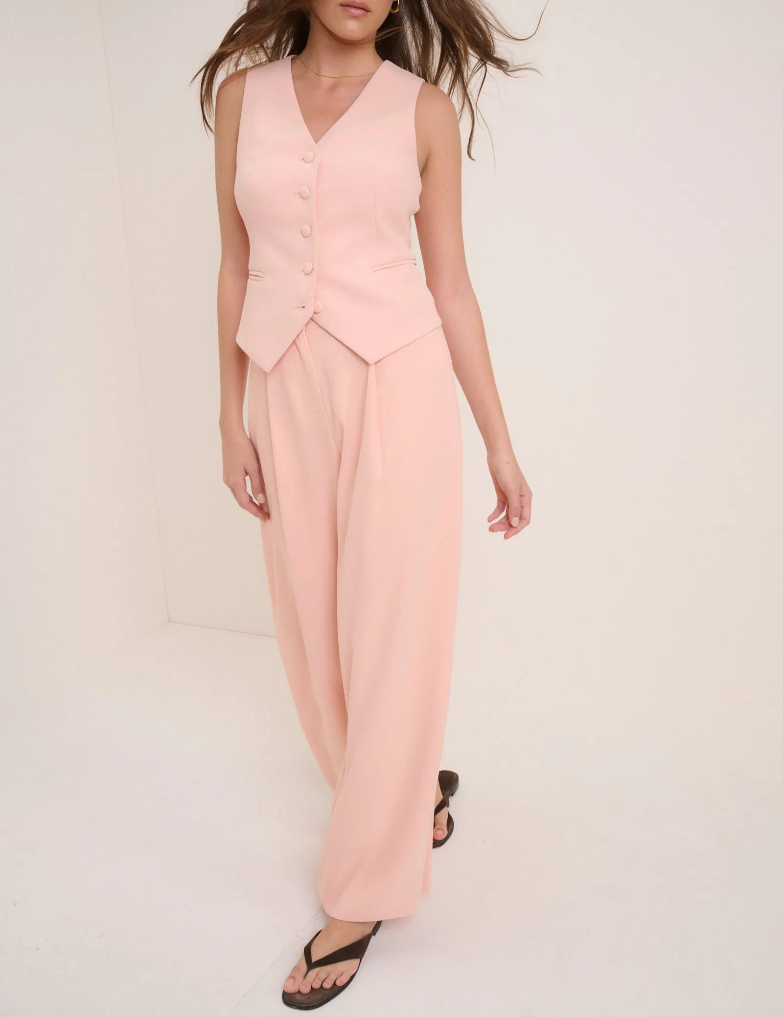 Peach Tailored Wide Leg Trousers sold by Nobody's Child product image thumbnail 4