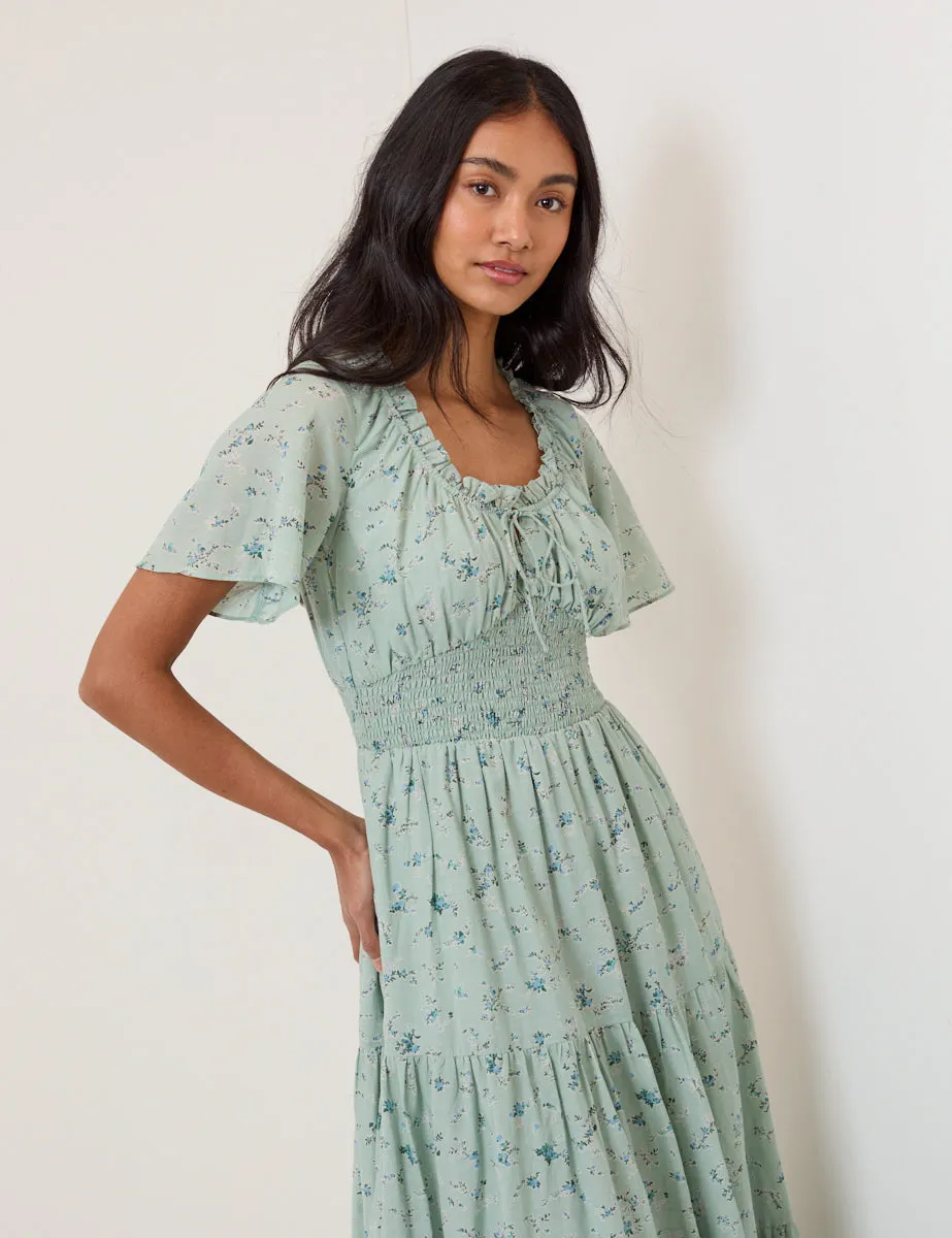 Green Ditsy Floral Caliope Midi Dress sold by Nobody's Child product image thumbnail 4