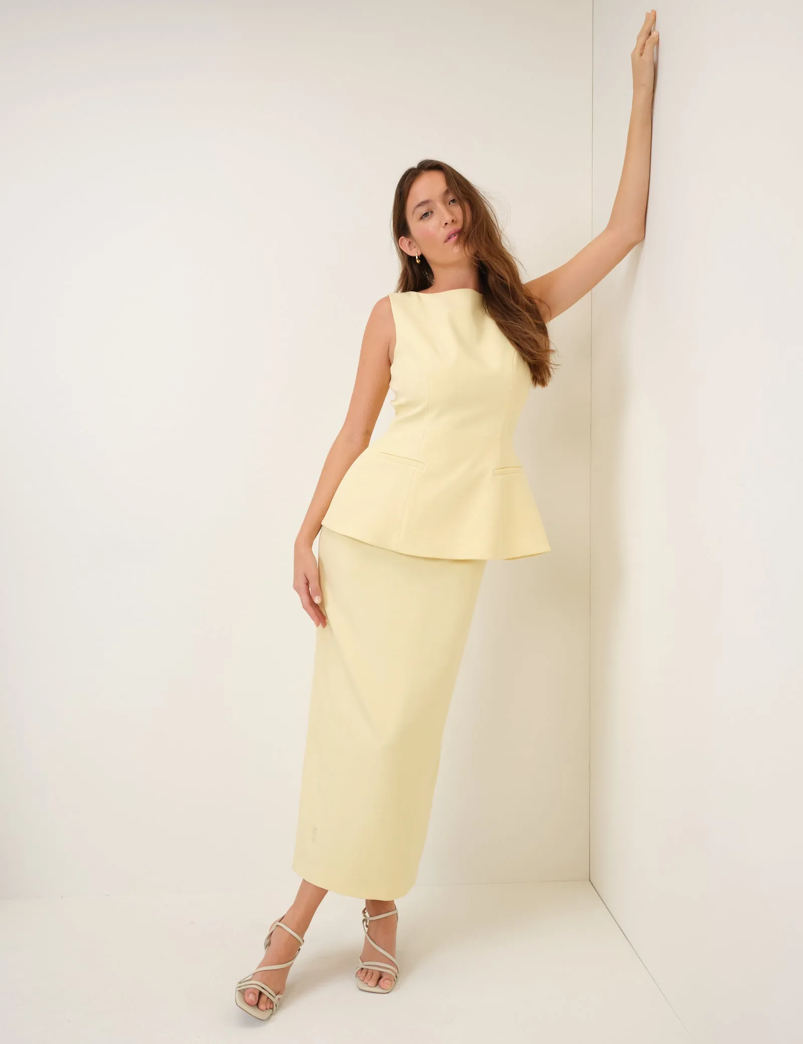 Butter Yellow Peplum Evah Maxi Dress sold by Nobody's Child product image thumbnail 2