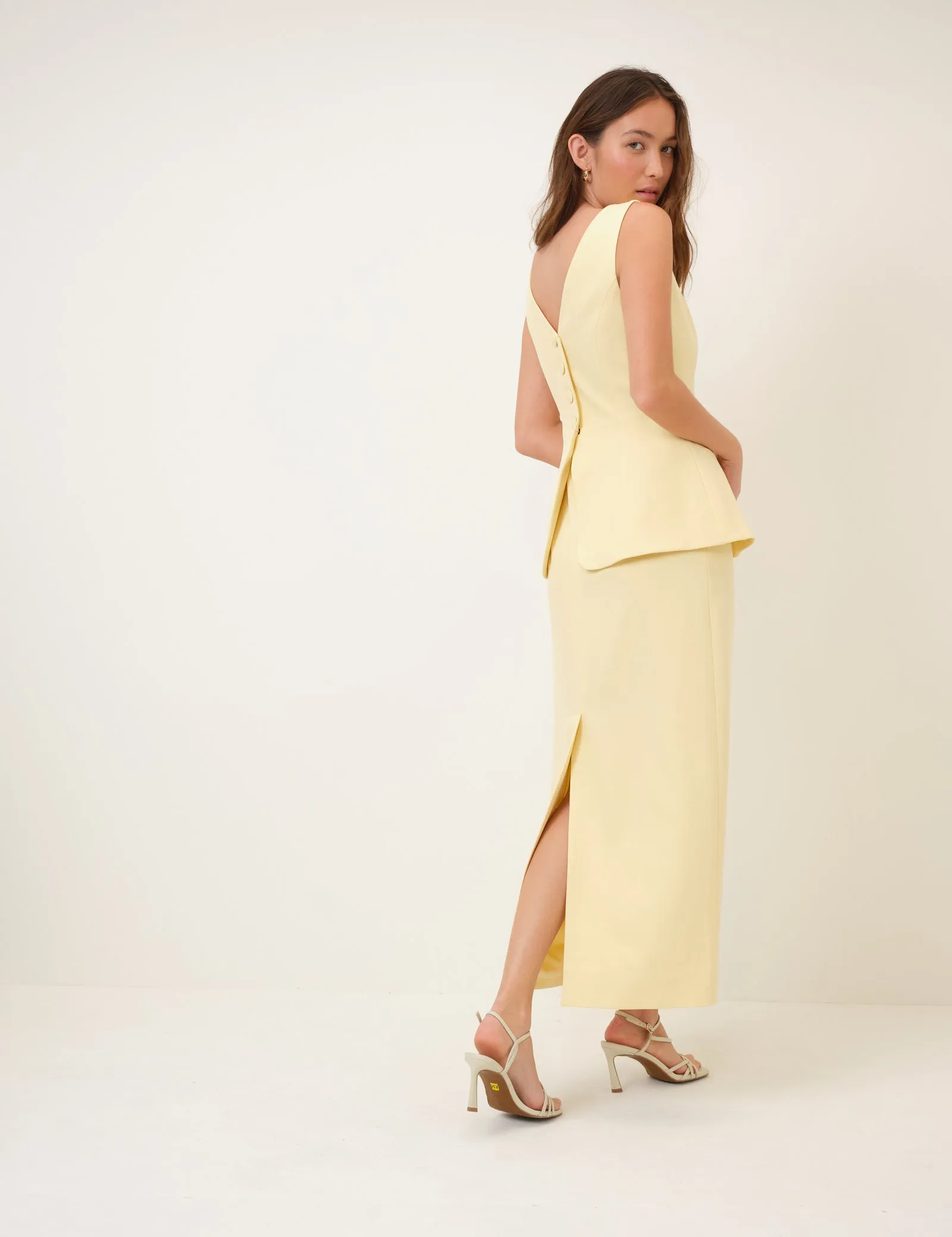 Butter Yellow Peplum Evah Maxi Dress sold by Nobody's Child product image thumbnail 3