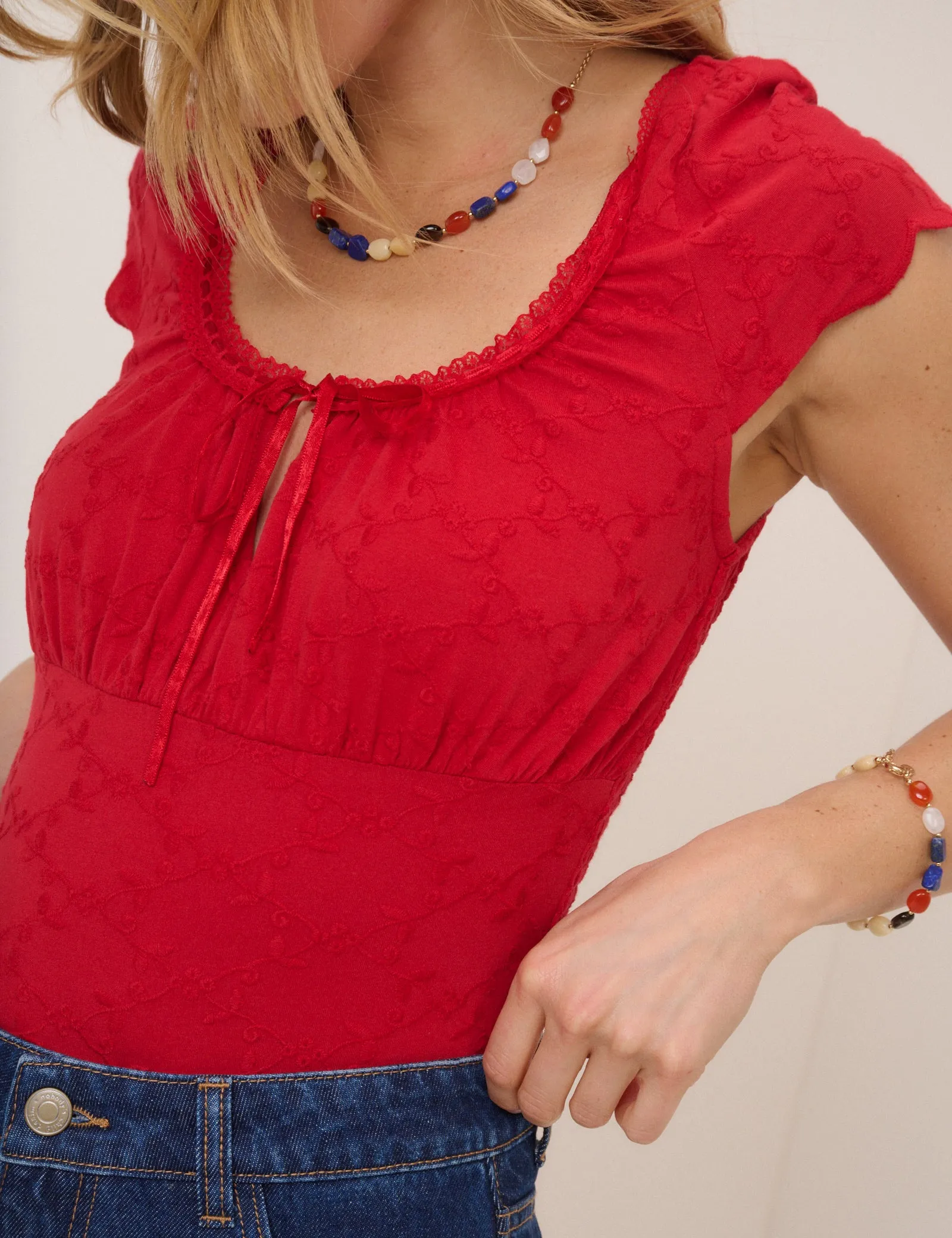 Red Square Neck Jersey Top sold by Nobody's Child product image thumbnail 3