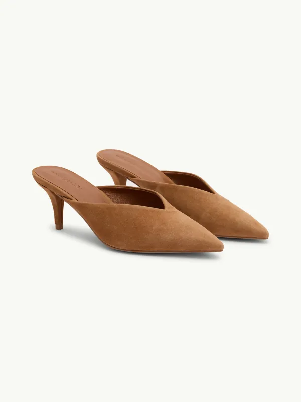 Brown Suede Heeled Mules sold by Nobody's Child
