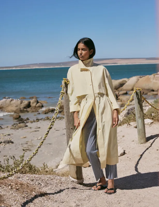 Butter Yellow Longline Funnel Neck Parka Jacket made by Nobody's Child