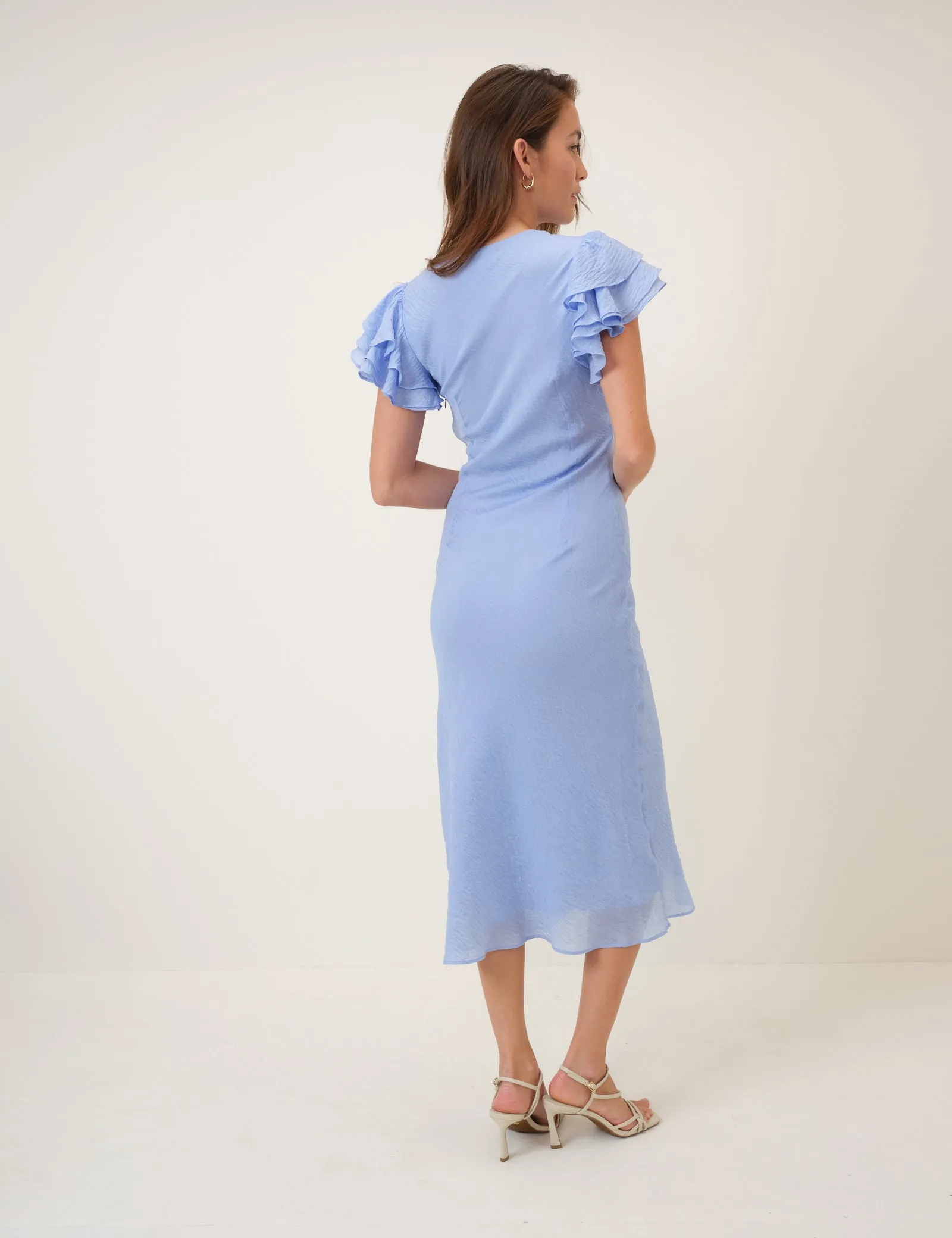 Blue Frill Sleeve Layla Midi Dress sold by Nobody's Child product image thumbnail 5