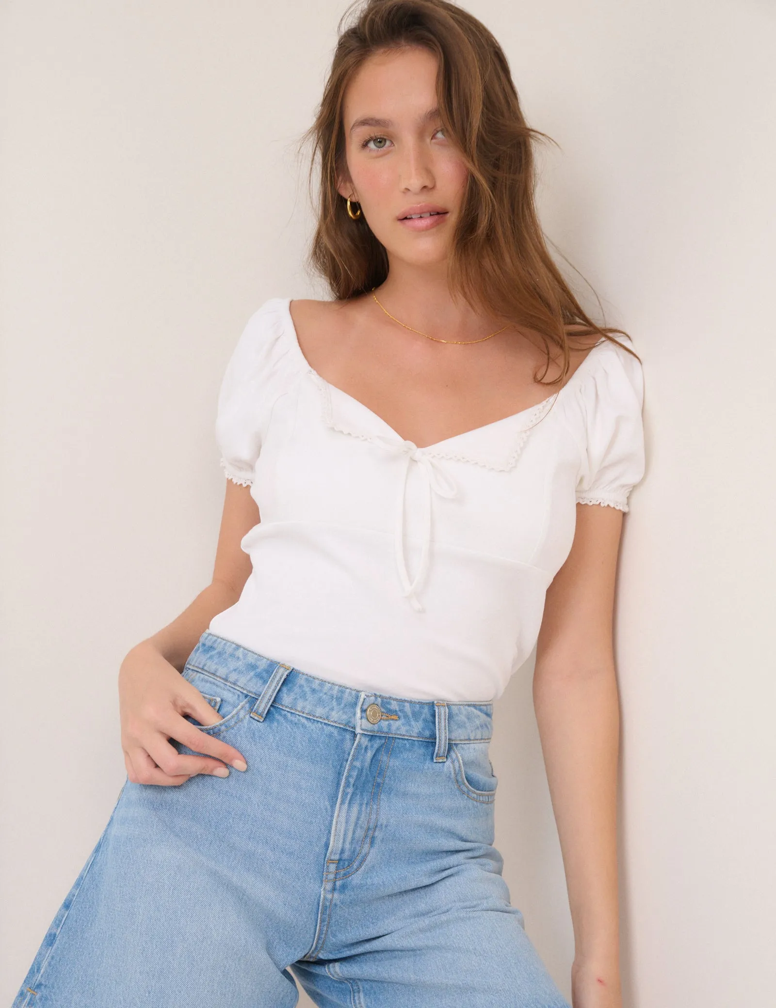 White Milkmaid Top sold by Nobody's Child product image thumbnail 4