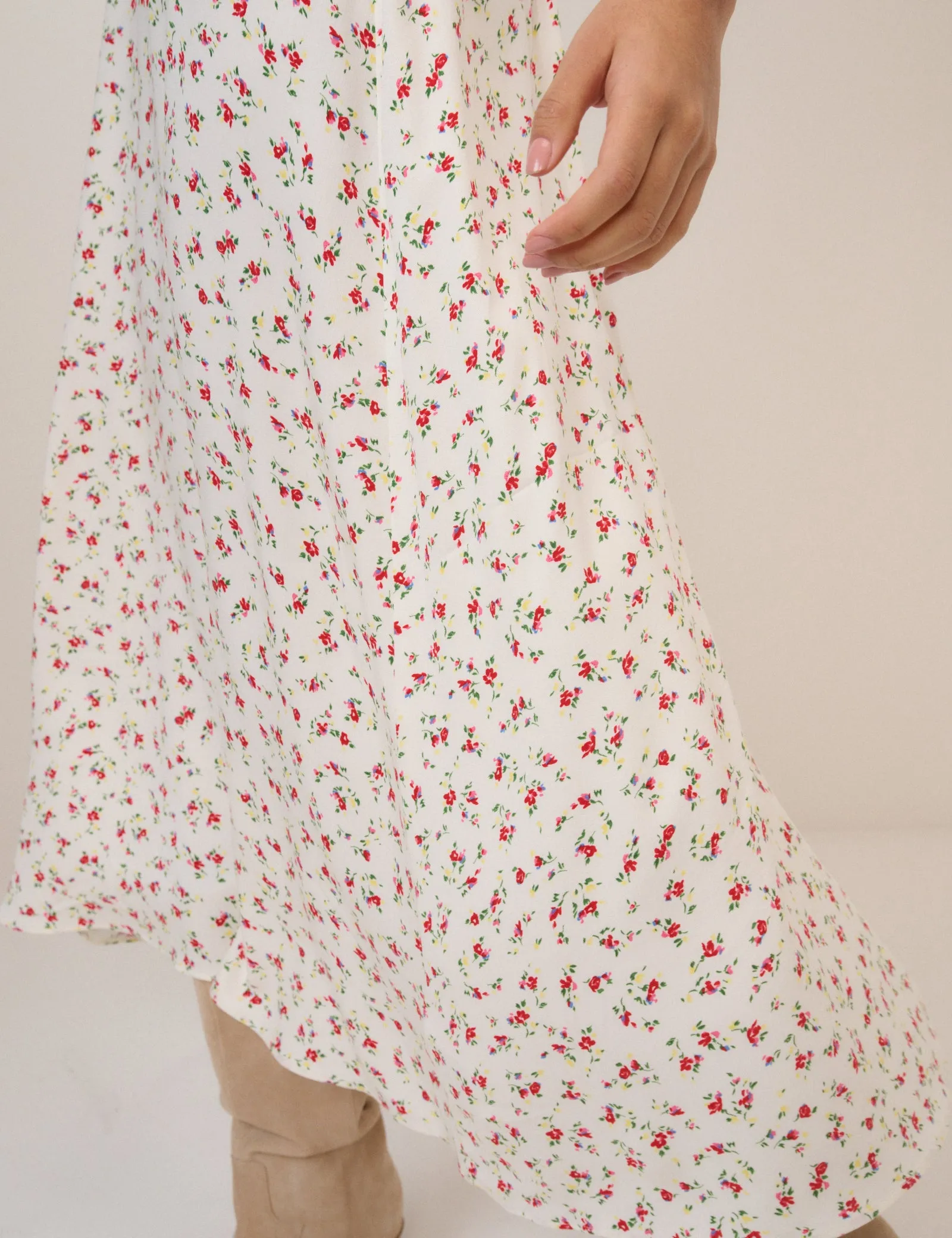 White Floral Atlas Midi Dress sold by Nobody's Child product image thumbnail 3