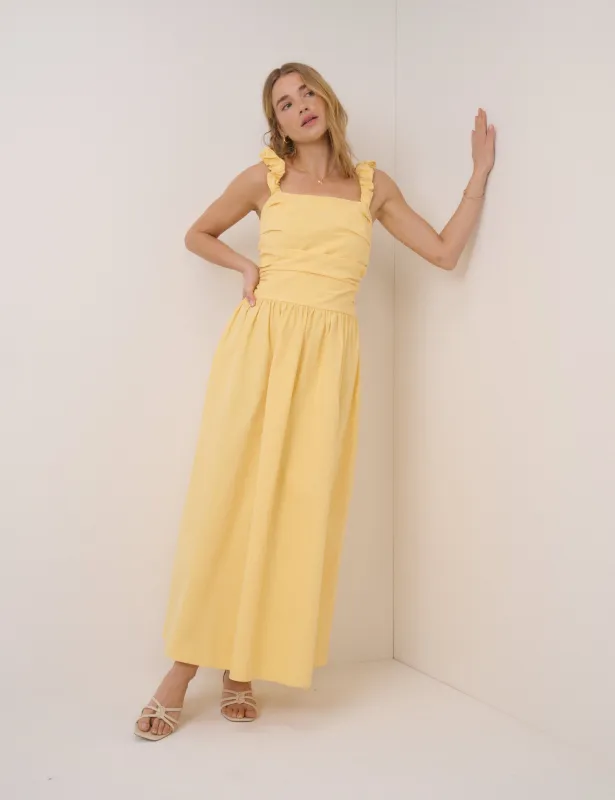 Butter Yellow Victoria Midaxi Dress sold by Nobody's Child