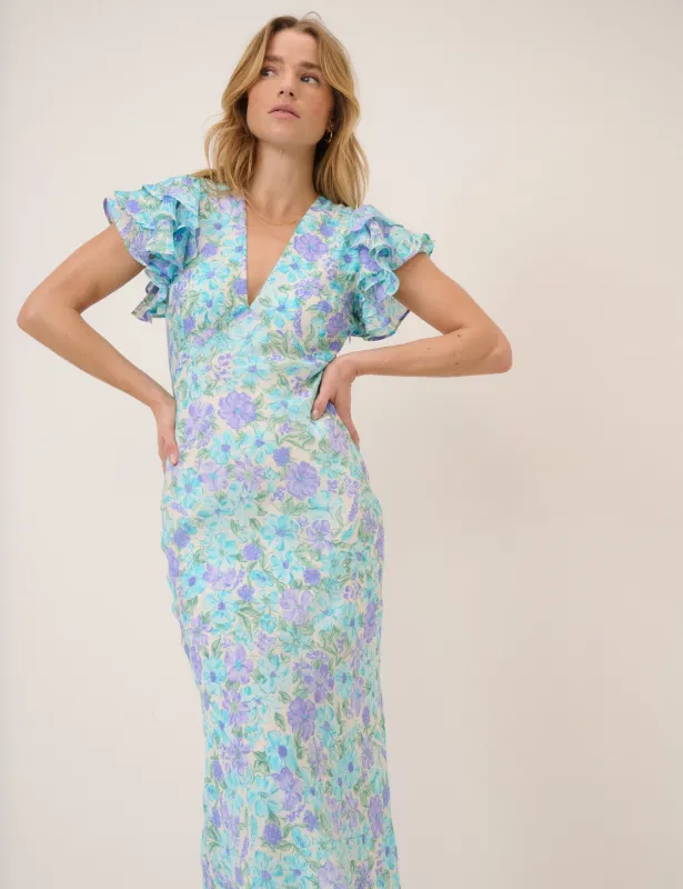 Blue Floral Layla Midi Dress sold by Nobody's Child