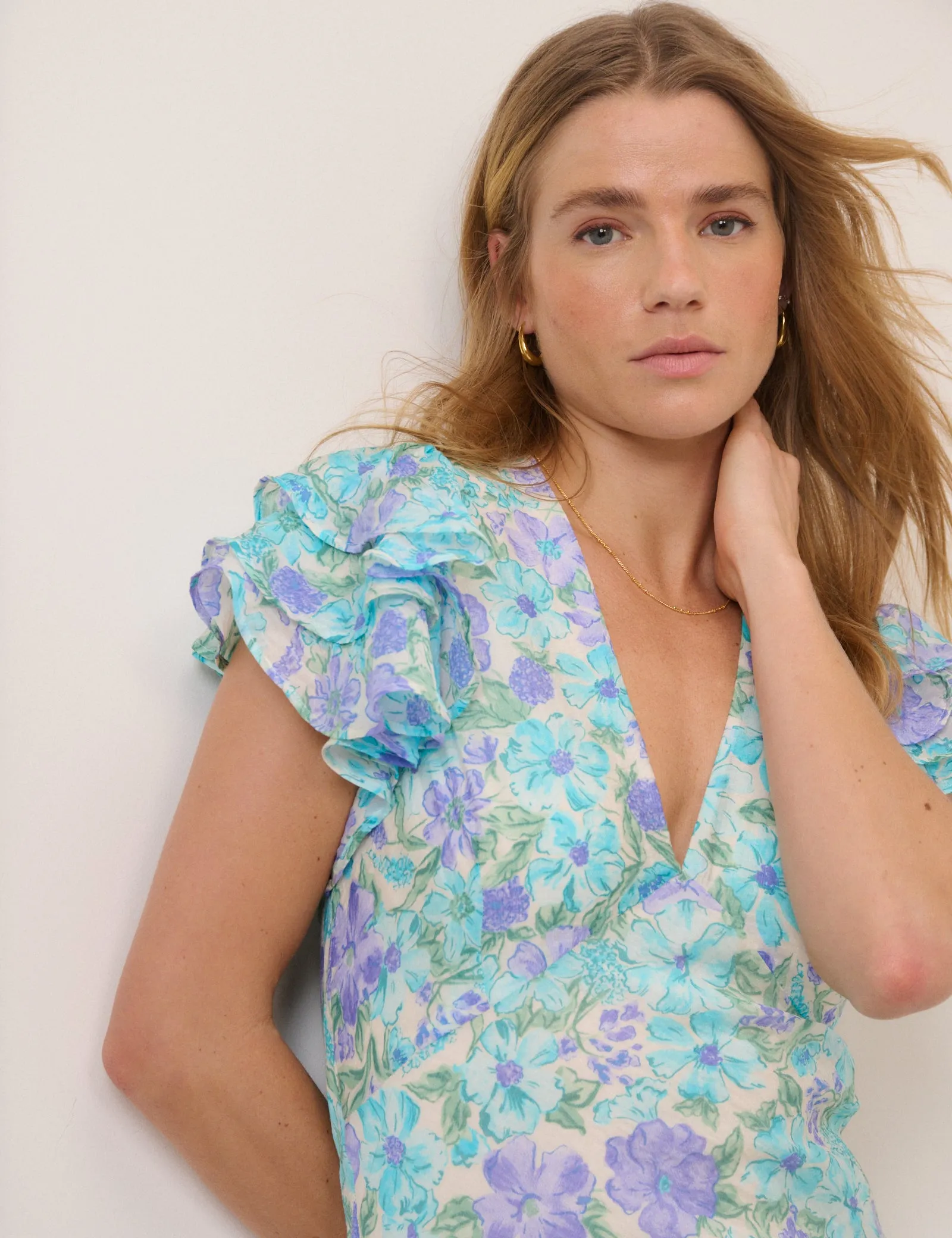 Blue Floral Layla Midi Dress sold by Nobody's Child product image thumbnail 2