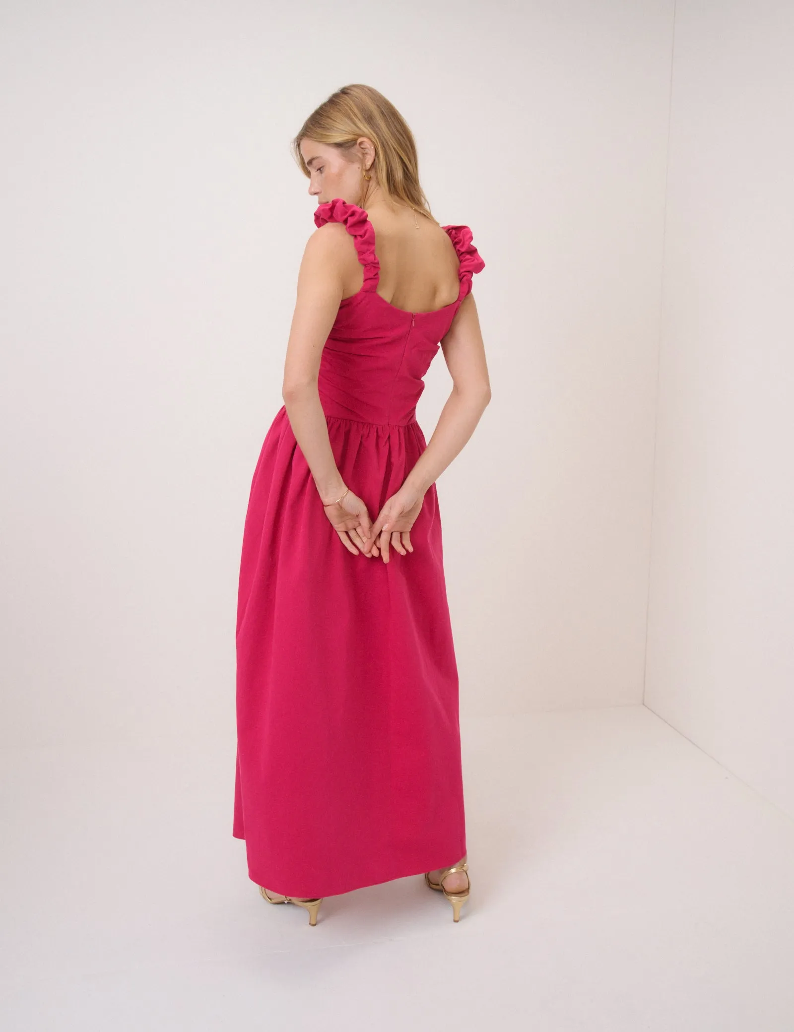 Pink Drop Waist Victoria Midi Dress sold by Nobody's Child product image thumbnail 5