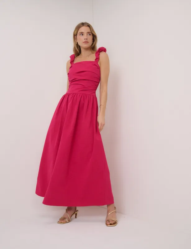 Pink Drop Waist Victoria Midi Dress sold by Nobody's Child