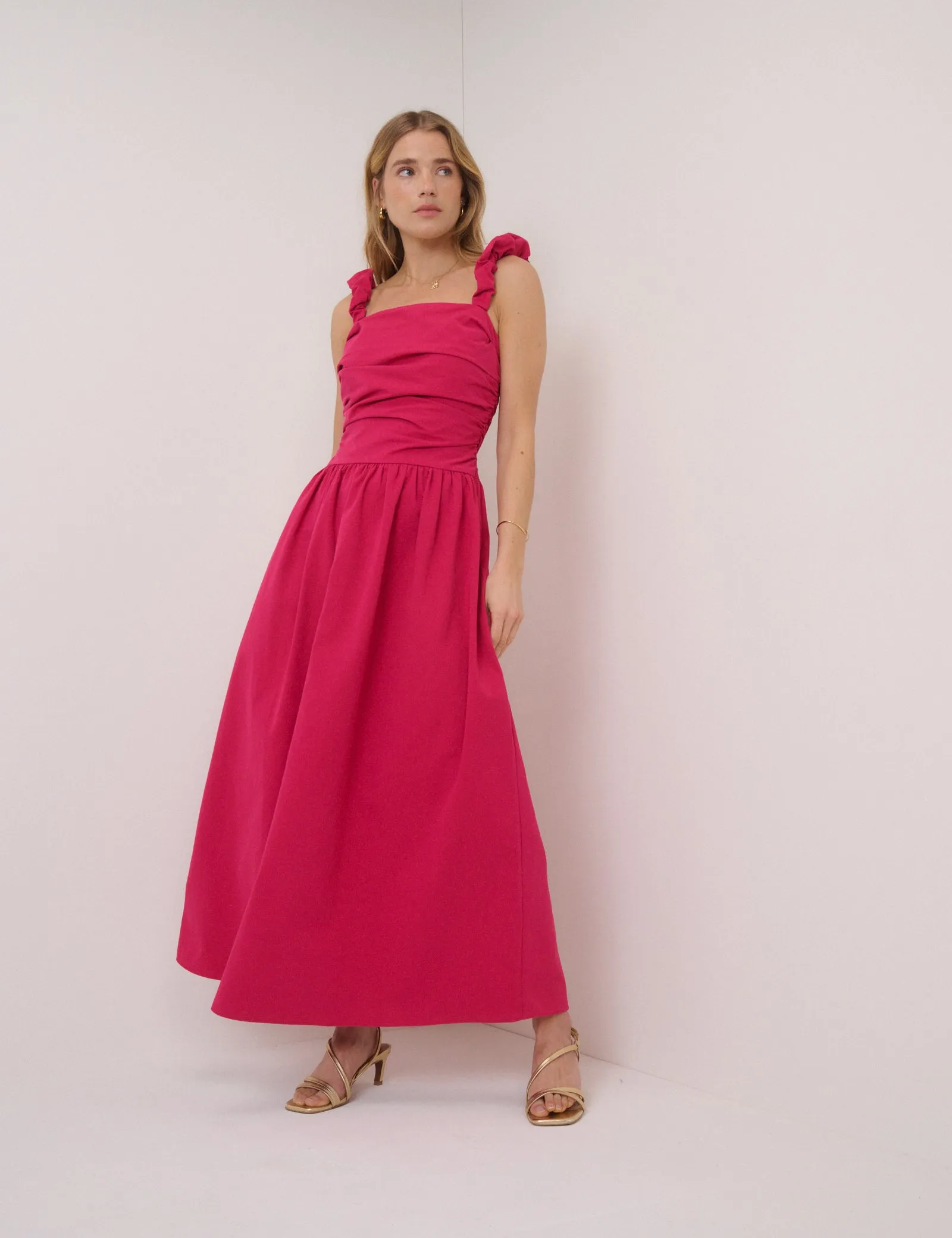 Pink Drop Waist Victoria Midi Dress sold by Nobody's Child
