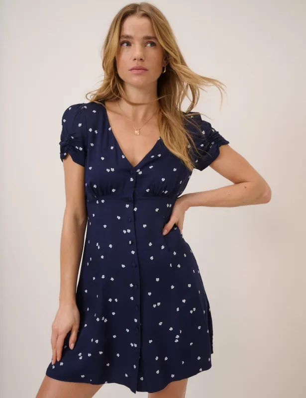 Navy Floral Dina Mini Dress sold by Nobody's Child