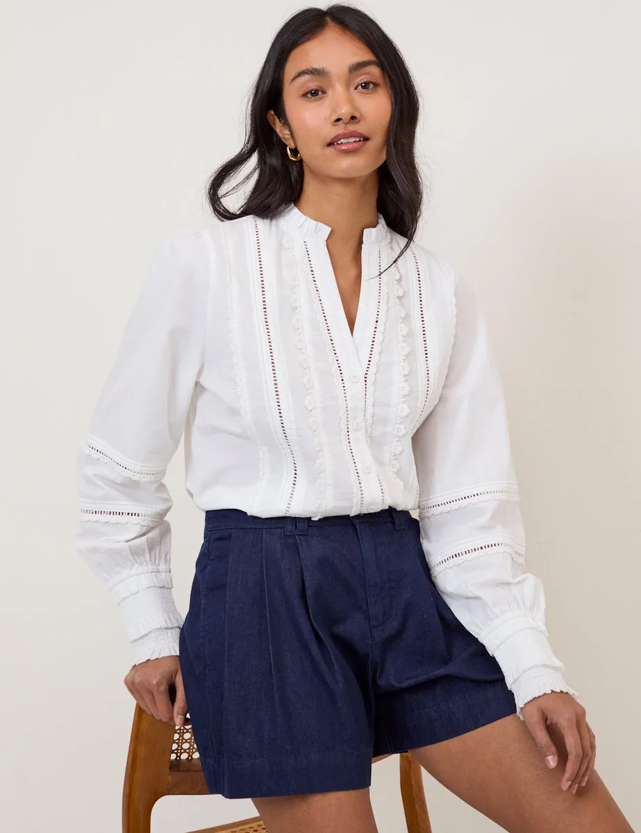 Dark Blue Pleated High Waisted Shorts sold by Nobody's Child