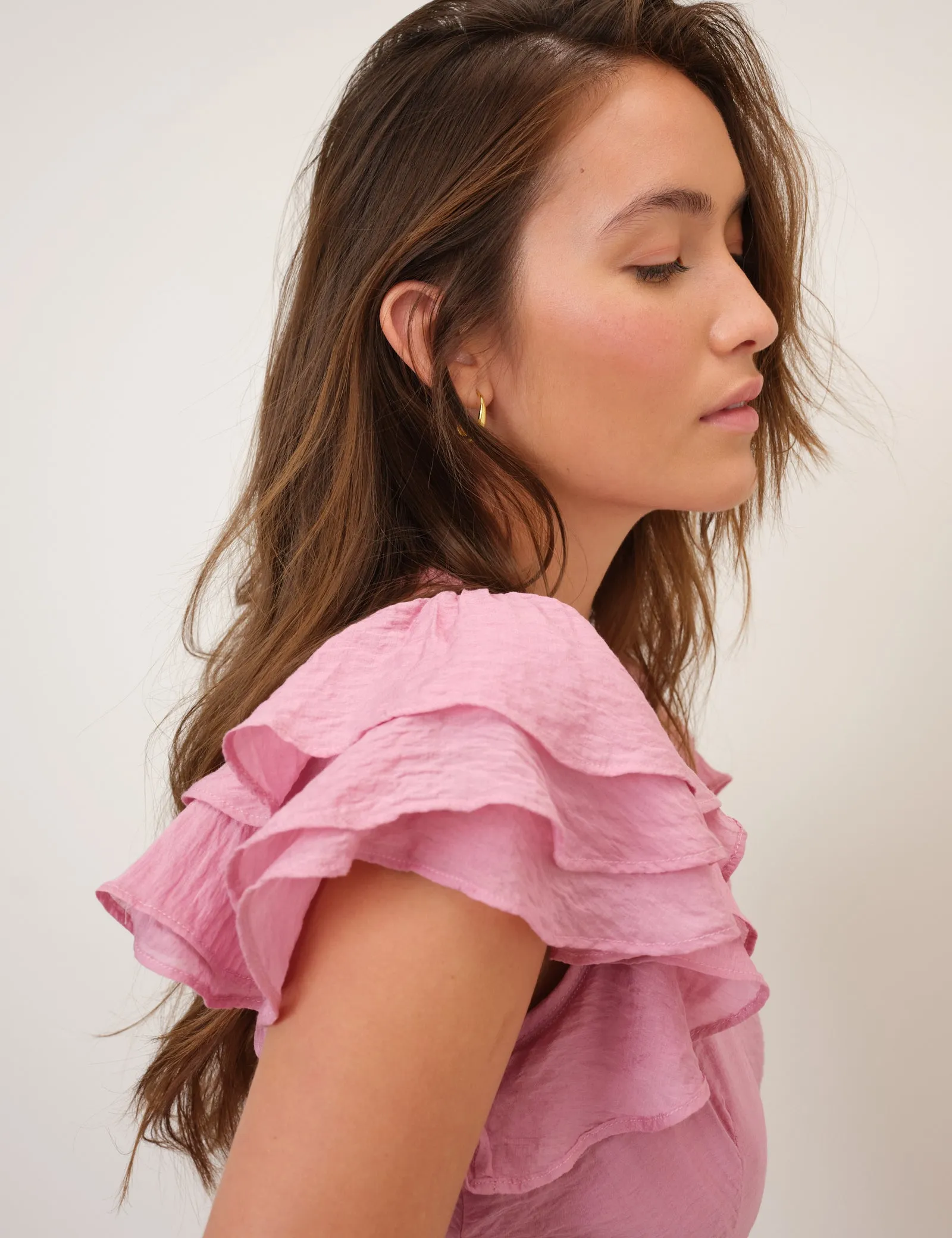 Pink Frill Sleeve Layla Midi Dress sold by Nobody's Child product image thumbnail 2