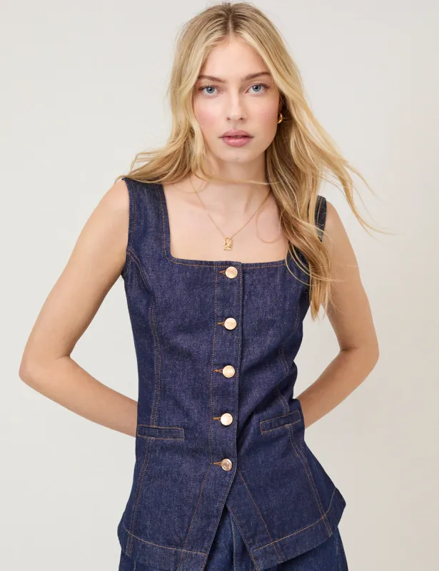 Dark Blue Denim Waistcoat made by Nobody's Child