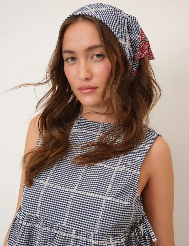 Navy Gingham Scarf sold by Nobody's Child