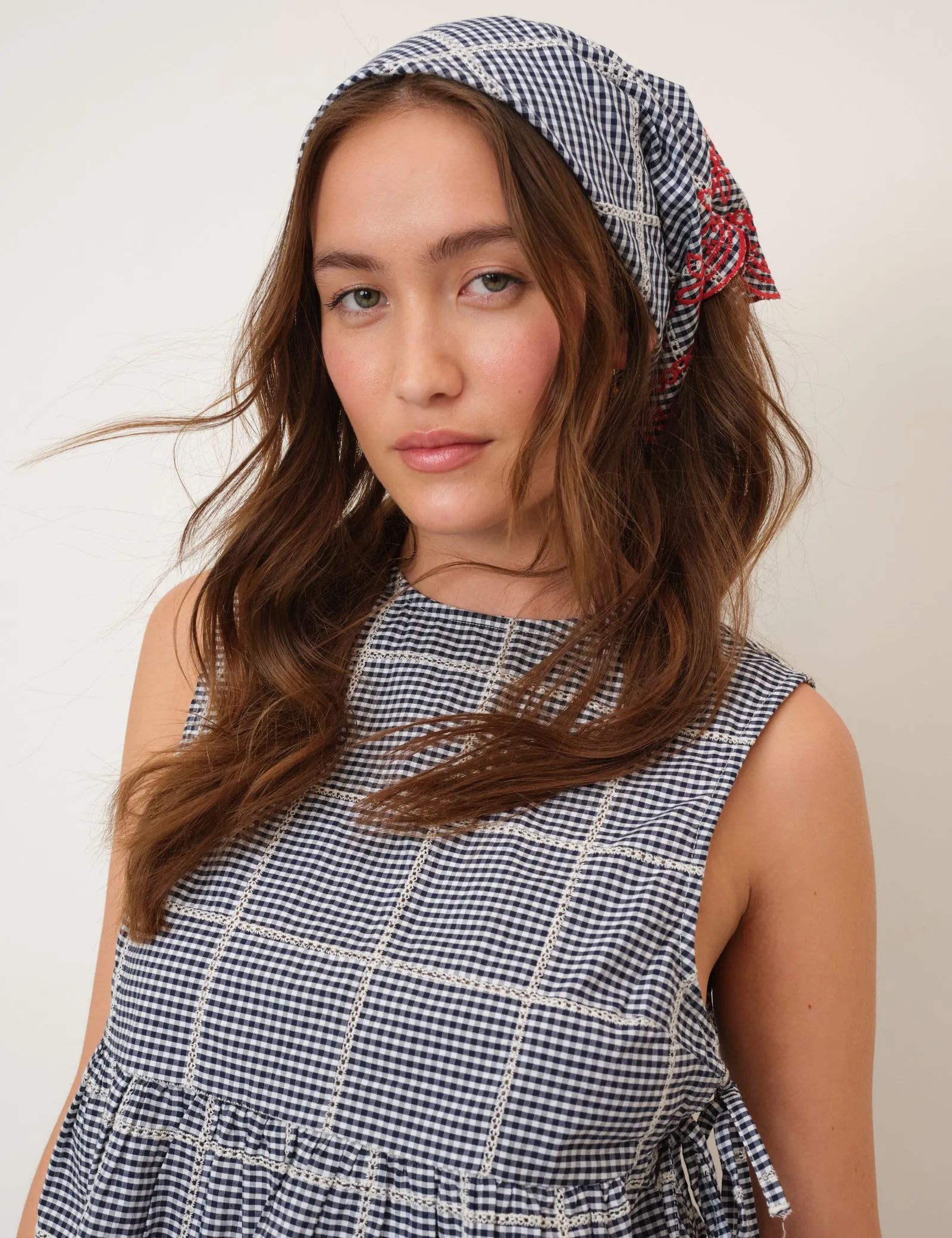 Navy Gingham Scarf sold by Nobody's Child